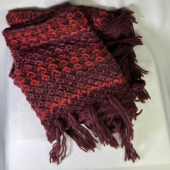 Express Wide Winter Infinity Scarf Tassels Fucshia Wine Extra Cozy Soft Acrylic - Picture 2 of 6